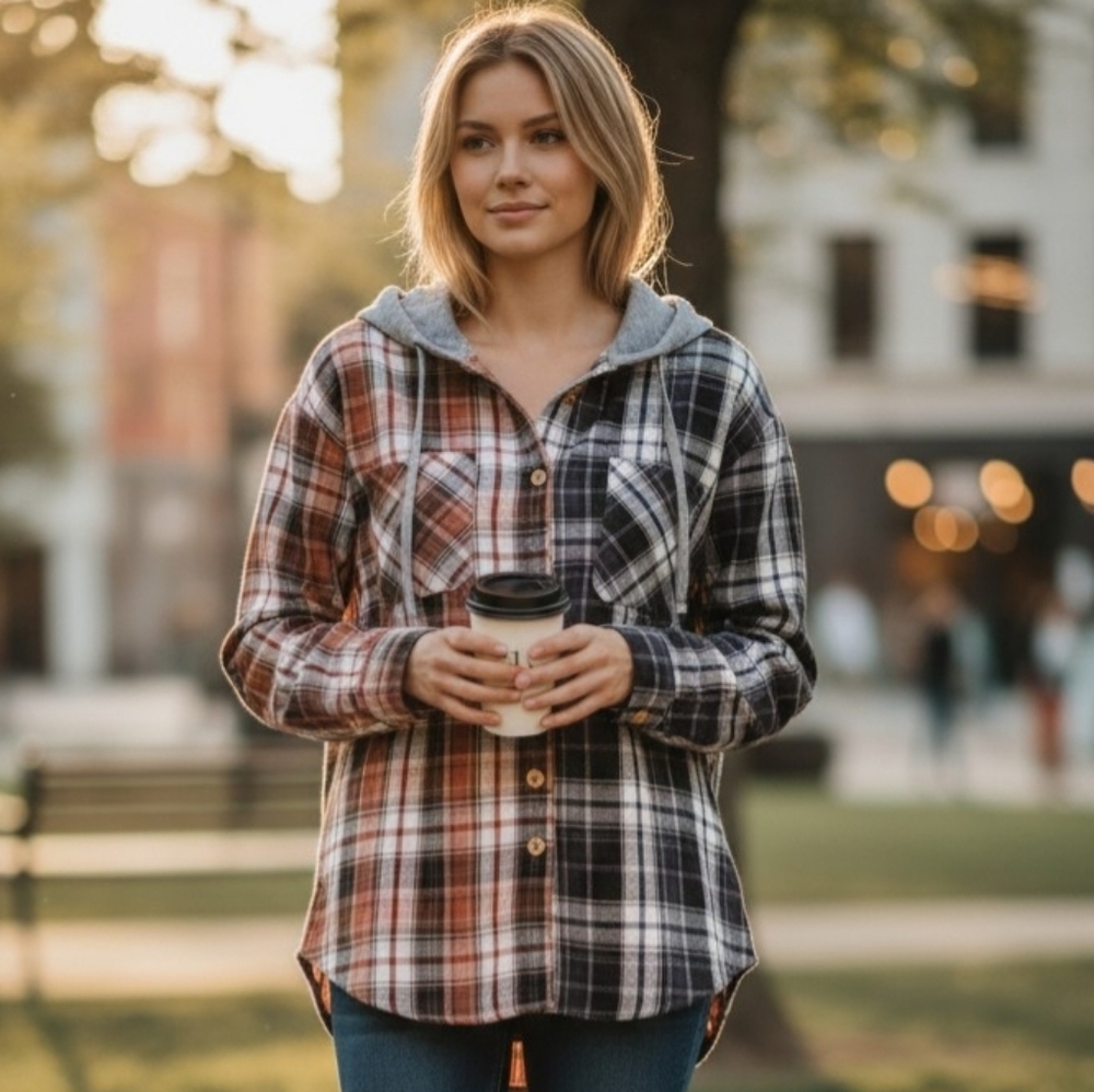 Haptic Plaid Long Sleeve Shirt Red Black 1X #LS34